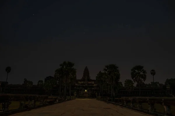 Templo Angkor Wat Desertado Noite Camboja — Fotografia de Stock