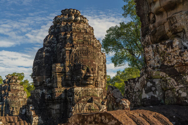 Fragment of Bayon temple in Cambodia 