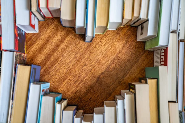 Heart Shape Books Love Reading Concept — Stock Photo, Image