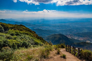 Doi Inthanon Ulusal Parkı'nda doğal yüksek irtifa yürüyüş parkuru, Chiang Mai, Tayland 