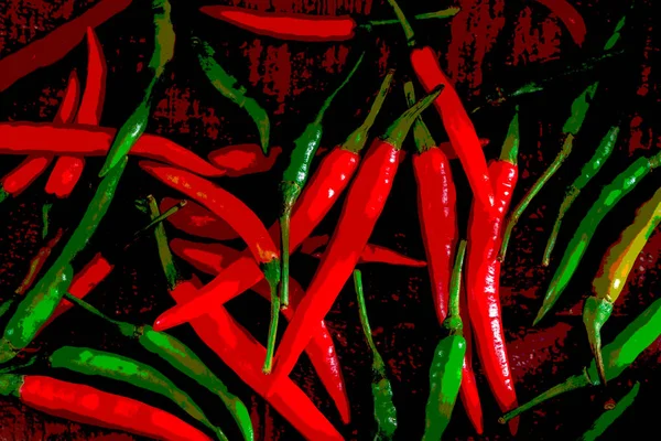 Verse Chili Pepers Houten Tafel Achtergrond Rechtenvrije Stockfoto's