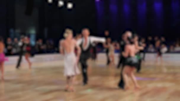 Polen Oktober 2018 Ballroom Dans Anonyma Defokuserade Människor Dansar Latinska — Stockvideo