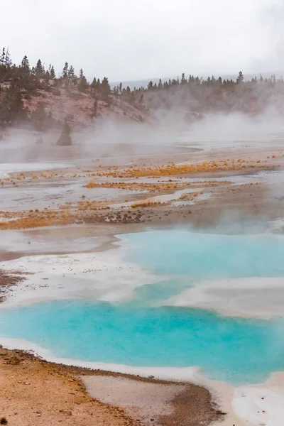 Norris geyser, rainy day — Stock Photo, Image