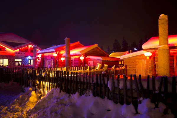 Paisaje nocturno del país de la nieve en China — Foto de Stock