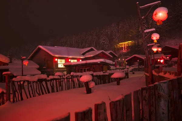 Paisaje nocturno del país de la nieve en China — Foto de Stock