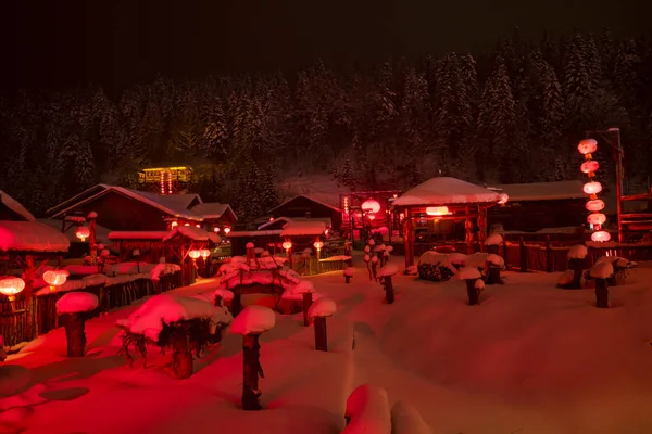 Paisaje nocturno del país de la nieve en China — Foto de Stock