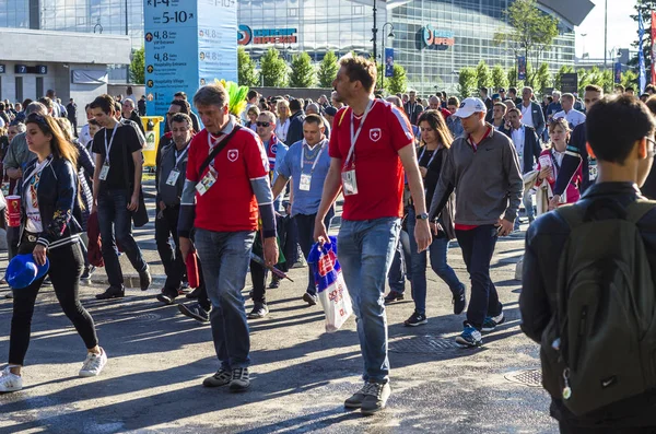 Aficionados Fútbol Todo Mundo San Petersburgo Copa Del Mundo Campeonato — Foto de Stock