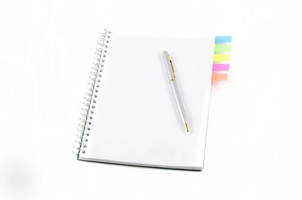 diary with pen on white background