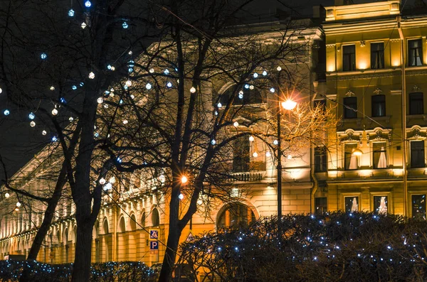 Silvesterbeleuchtung Der Stadt Lomonossow Platz Für Das Neue Jahr Lomonosov — Stockfoto