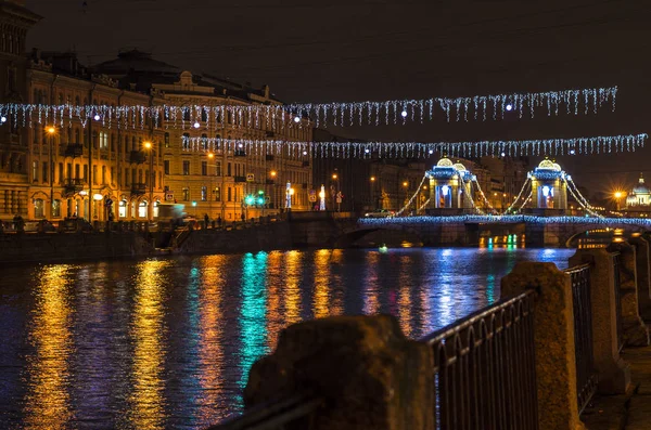 Silvesterbeleuchtung Der Stadt Lomonossow Platz Für Das Neue Jahr Lomonosov — Stockfoto