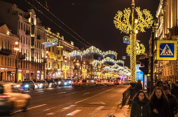 Nachtstadt Vor Weihnachten Die Lichter Des Neuen Jahres Der Petrburg — Stockfoto