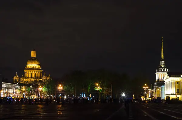 Noční Město Před Vánocemi Světla Nového Roku Petrburgu Panorama Alexandrovy — Stock fotografie