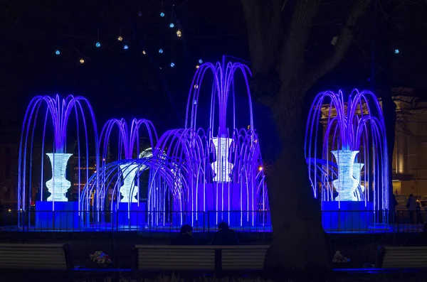 Cidade Noturna Antes Natal Luzes Ano Novo Petrburg Figuras Luminosas — Fotografia de Stock