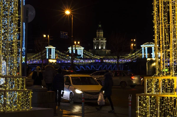 Nuit Ville Avant Noël Les Lumières Nouvelle Année Saint Petrbourg — Photo