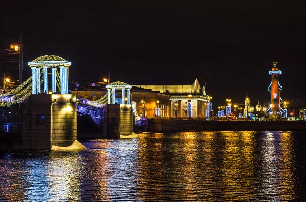 Ночной Город Перед Рождеством Огни Нового Года Санкт Петрбурге Гирлянды — стоковое фото