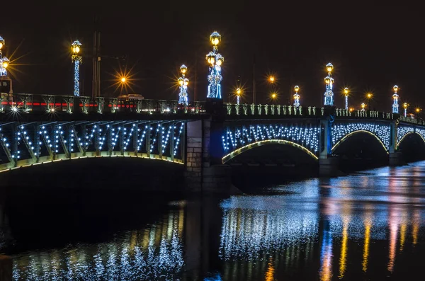 New Year European City Light Lights Glowing New Year Trinity — Stock Photo, Image