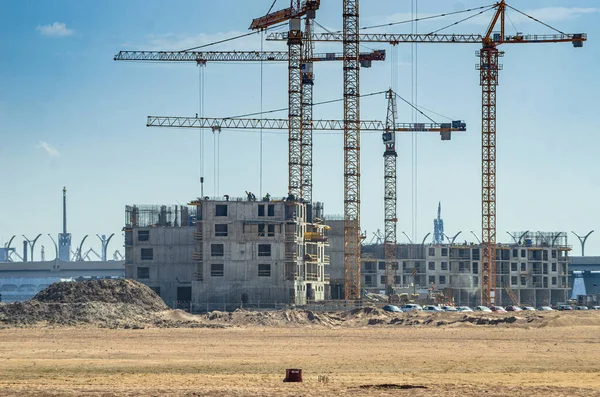 Bouw Van Een Wooncomplex Aan Zee Voortgang Van Bouw Van — Stockfoto