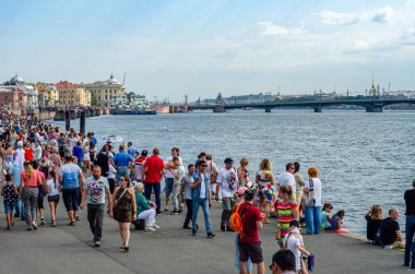 Donanma geçidi. Rusya Federasyonu 'nun Baltık donanması. Askeri geçit töreni. Ordu incelemesi. Askeri tatil. Rusya 'nın Kuzey Filosu. St. Petersburg, Rusya, 08.28.2019