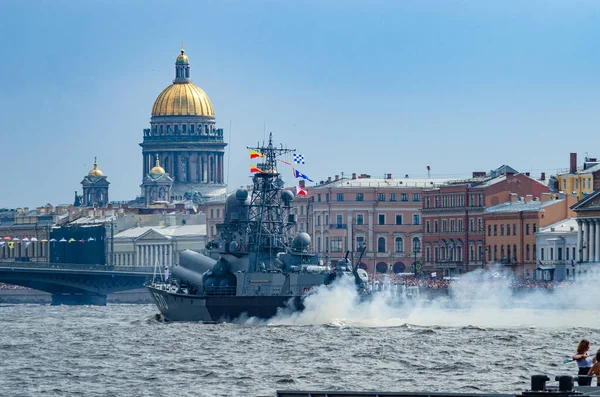 Námořní Přehlídka Baltská Flotila Ruské Federace Vojenská Přehlídka Lodí Armádní — Stock fotografie