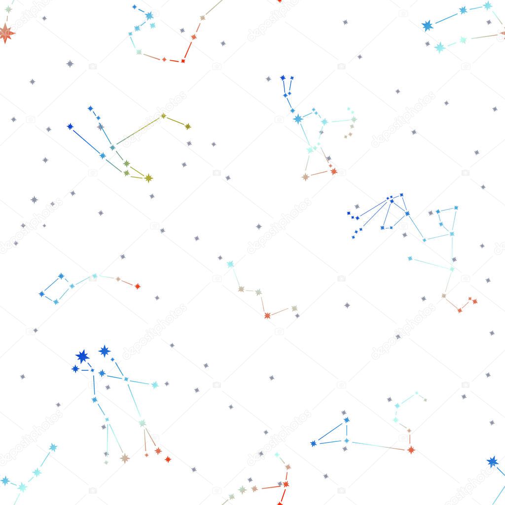Seamless pattern with constellations and stars