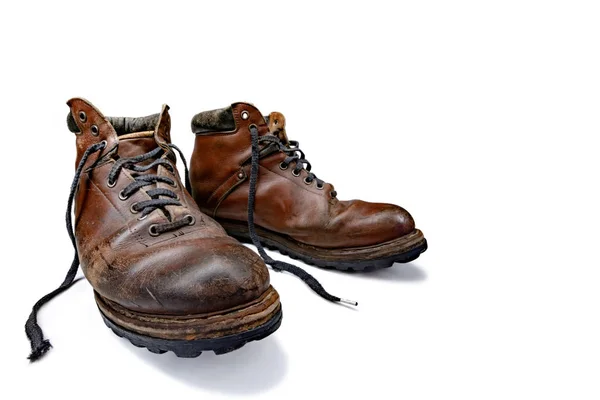 Old Leather Shoes White Background Stock Image