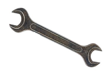 beyaz arka plan üzerinde spanner eski paslı spanner