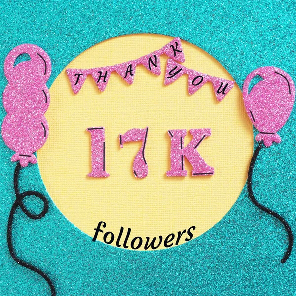 Balonları ve bayrakları olan 17.000, 17K aboneye teşekkürler. Sosyal ağ arkadaşları, takipçileri, web kullanıcıları için abone ve takipçilere teşekkür ederiz.,