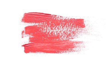 Kuru fırça lekesi akrilik kırmızı mercan rengi. Beyaz arkaplanda izole et.