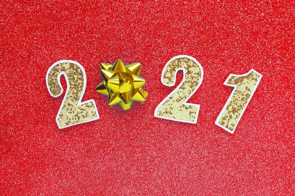 New Year Card Red Glittering Background Number 2021 — Stock Photo, Image
