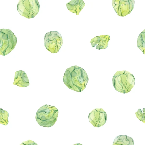 Suluboya el boyalı taze yeşil sebzeler ile dikişsiz desen — Stok fotoğraf