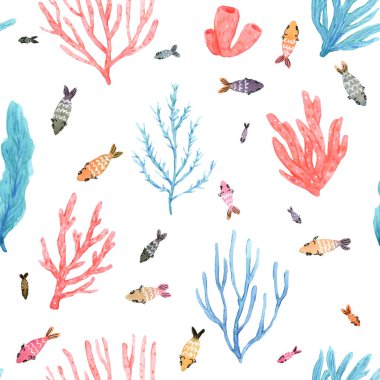 Parlak mercanlar, deniz yosunları ve su altından esinlenen küçük balıklar. 