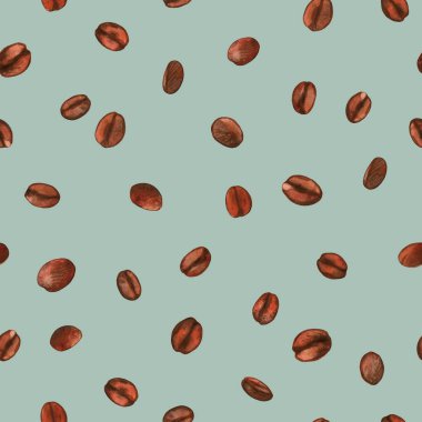 Aromatik kavrulmuş kahve çekirdeklerinin sulu boya desenleri..