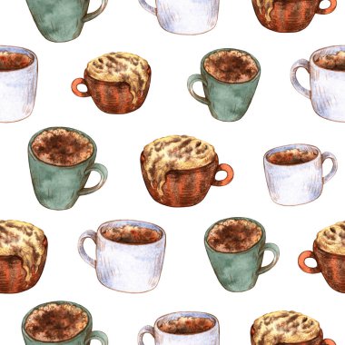 Suluboya bardaklar ve sıcak taze kahve..