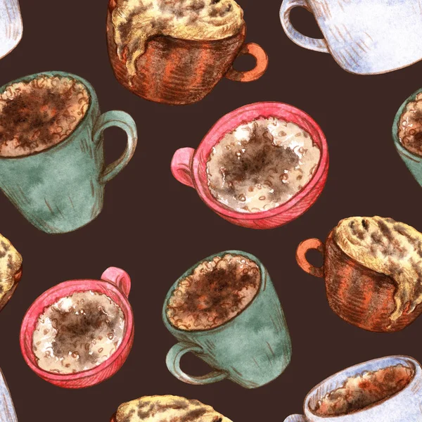 Suluboya bardaklar ve sıcak taze kahve.