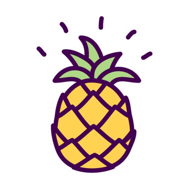 Basit ananas sevimli doodle çizim vektör izole