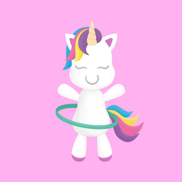 Cute unicorn pastel colorful with hula hoop