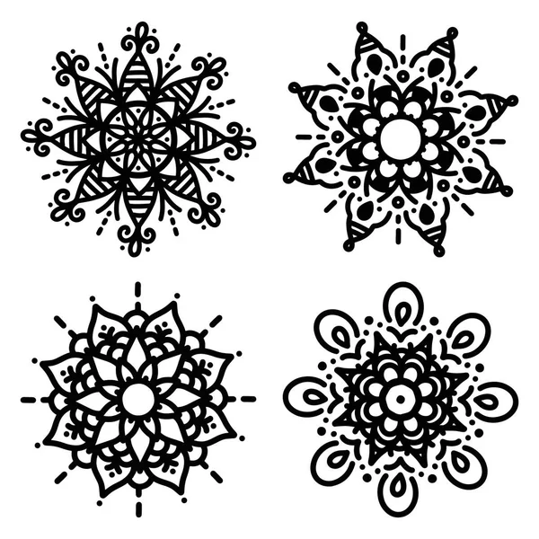 Çiçek konseptini renklendirmek için basit mandala lar seti