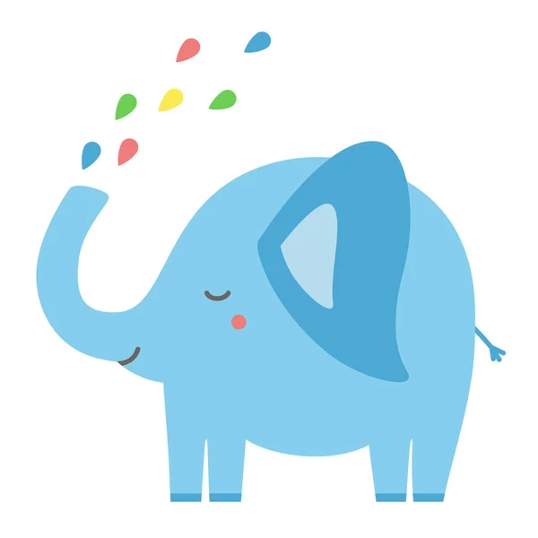 Carino elefante spruzzando acqua arcobaleno pastello infantile isolato illustrazione Vettoriale Stock