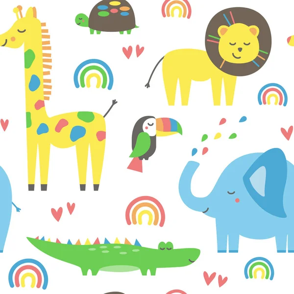 African animals pastel colorful seamless pattern Royalty Free Stock Vectors