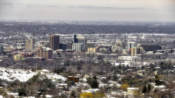 Skyline Von Boise Idaho Winter Blick Die Ferne — Stockfoto