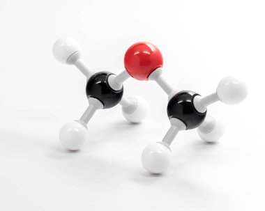 Dimethyl Ether chemistry molecule model used for teaching clipart