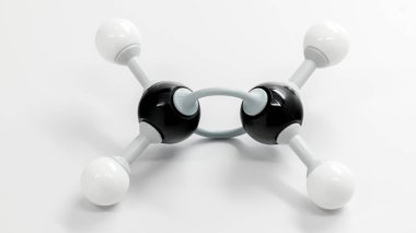 Kimya c için beyaz ve siyah topları ile ethene molekül modeli