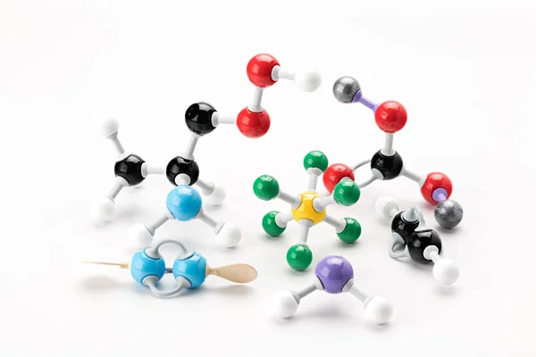 Коллекция молекулярных моделей химии из шаров и стержня o — стоковое фото