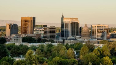 Skyline of Boise sabah erken ışık buildin boyama