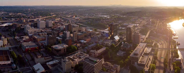 Panorama aérea mañana amanecer vista de Knoxville Tennessee con — Foto de Stock