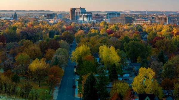 Boise Jesienna Panorama w pierwszym świetle rano — Zdjęcie stockowe