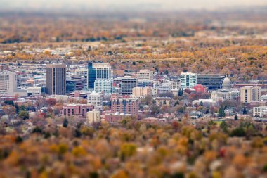 Tilt Shift sonbahar renkleri ile Boise şehir üzerinde etkisi