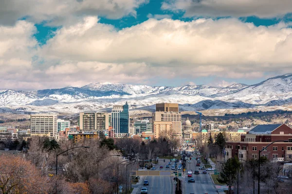 Boise City skyline inverno con neve — Foto Stock
