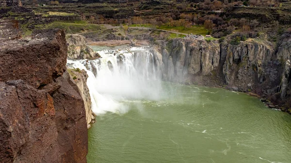 Vista única de Shoshone Falls como visto das falésias do Norte — Fotografia de Stock