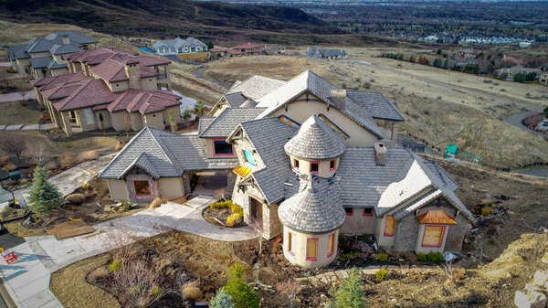 House in the foothills over Boise Idaho sliding down the hill